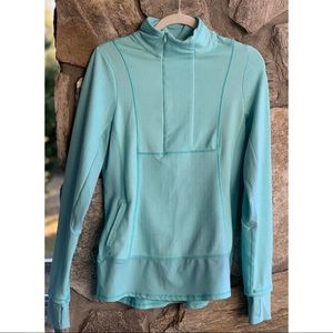 Half Zip Light Teal Blue Top